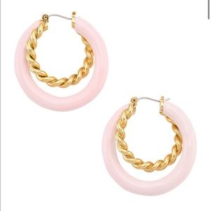 Oscar de la Renta 18K Gold & Pink Resin Double Hoop Earrings